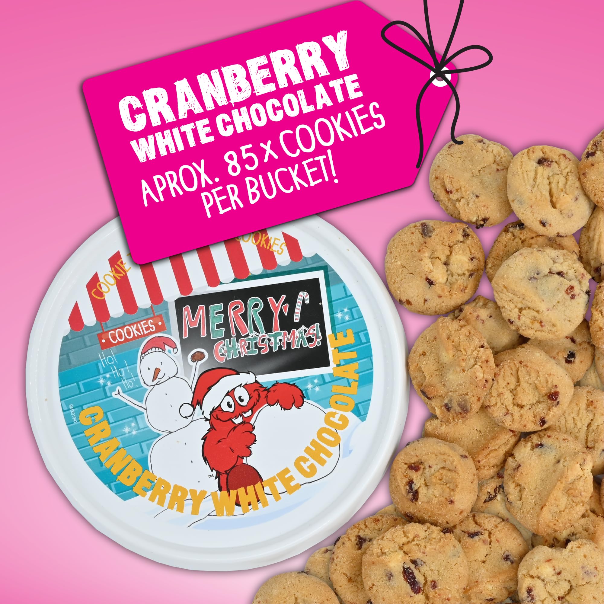 Cookie Time Cranberry White Chocolate Christmas Cookies Bucket, 600 g | Approx 85 Bite-Size Cookies - Image 4