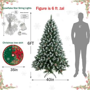 1.8M Pre Decorated Christmas Tree Set 780 PVC Branch Tips, Pine Cones, Christmas Tree Snowflake Ornaments for Indoor Outdoor Holiday Home Office Party Decor, Party Decoration,2025 Xmas Tree, White
